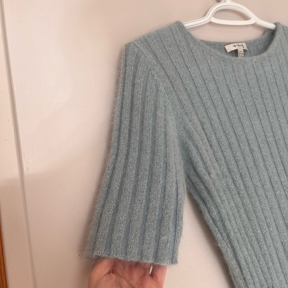 Un Deux Trois, size 36/38, blue, wool, angora, sweater, half sleeves - Picture 10 of 14